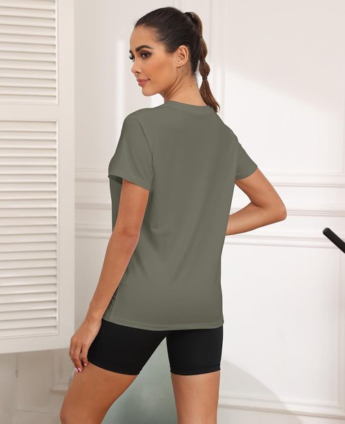KevaMolly Workout Tops for Women - UPF50+ Breathable Short Sleeve Yoga & Running Tee