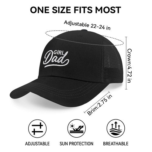SJUDHHG Girl Dad Hat, Mens Birthday Gift Ideas, Adjustable Embroidered Funny Trucker Hat Black