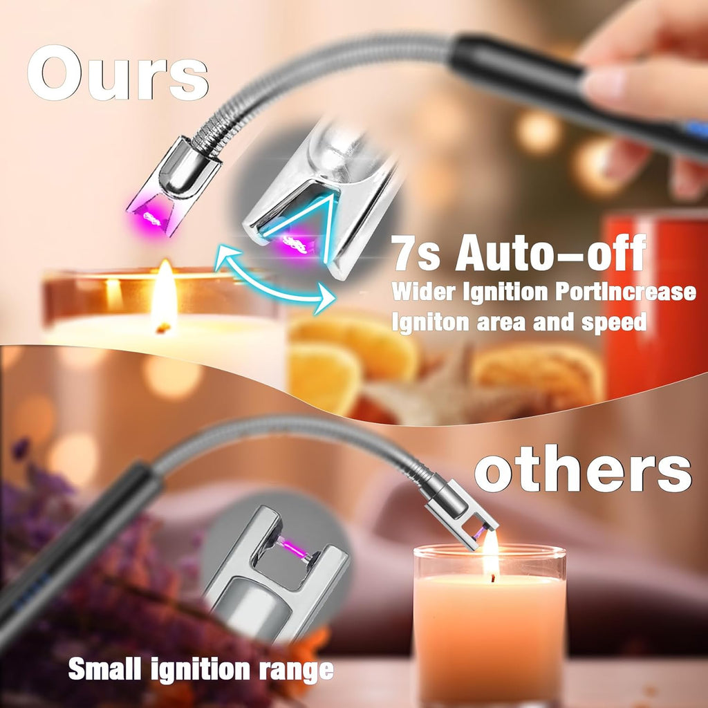 Skiennix Electric Candle Lighter - Rechargeable Flameless Arc with Flexible Neck | 5-Pack for BBQ, Camping, Birthdays