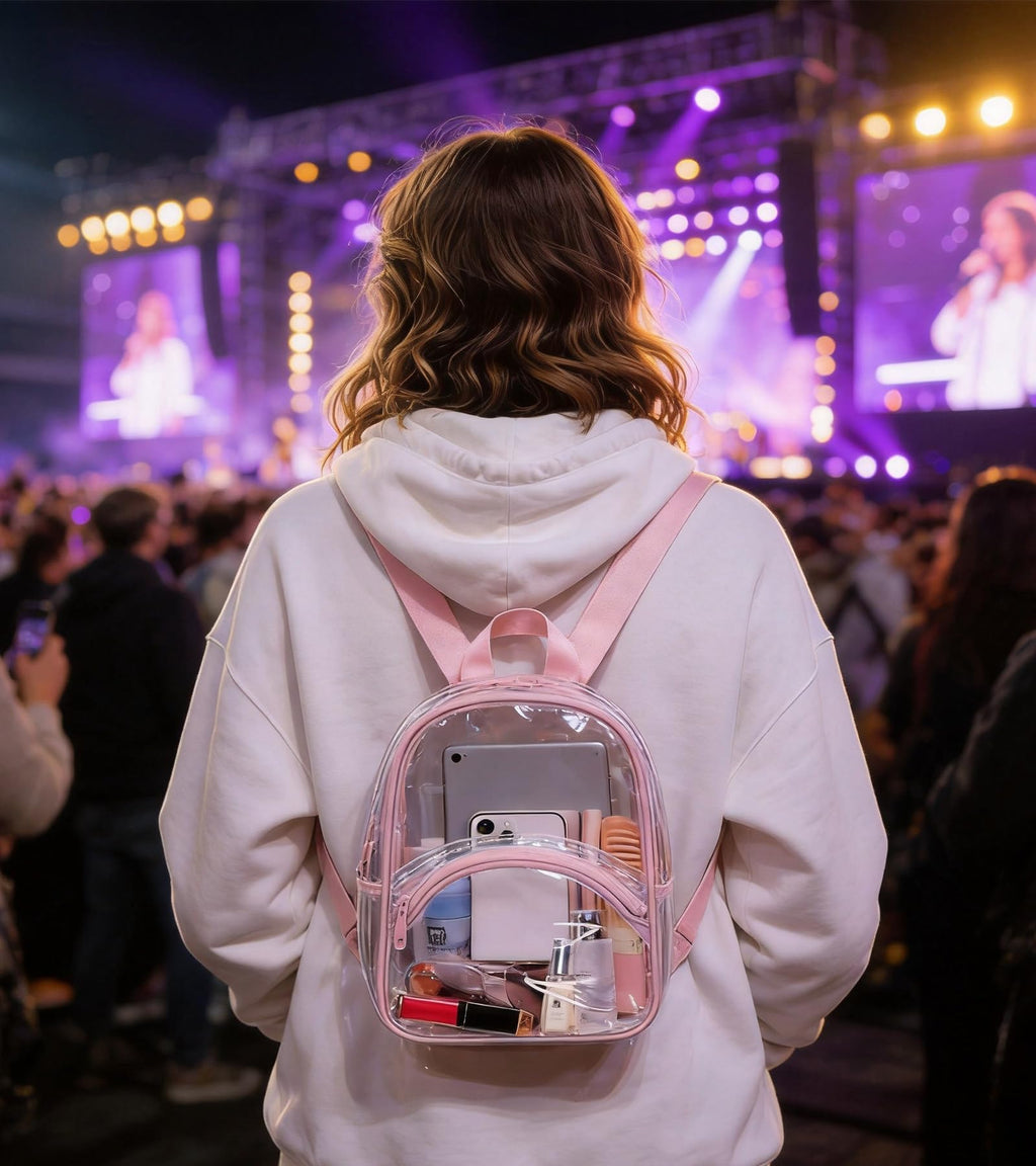 abshoo Clear Bag for Stadium Events Approved Clear Mini Backpack Transparent Bags for Women Concert Festivals Sport Event (Light Pink)