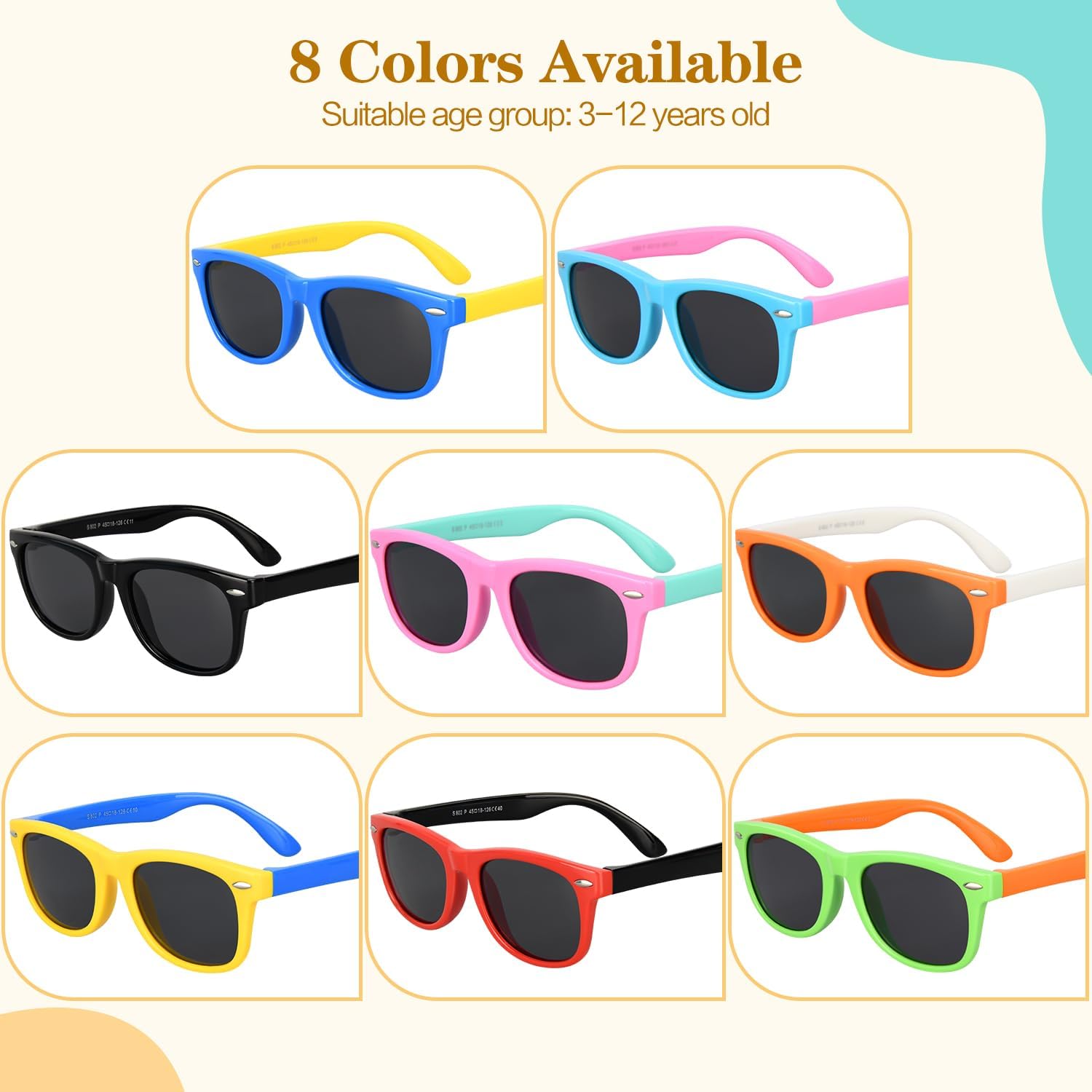 Skiennix Kids Polarized Sunglasses - UV Protection Flexible Rubber Shades | 1-24 Pcs Options