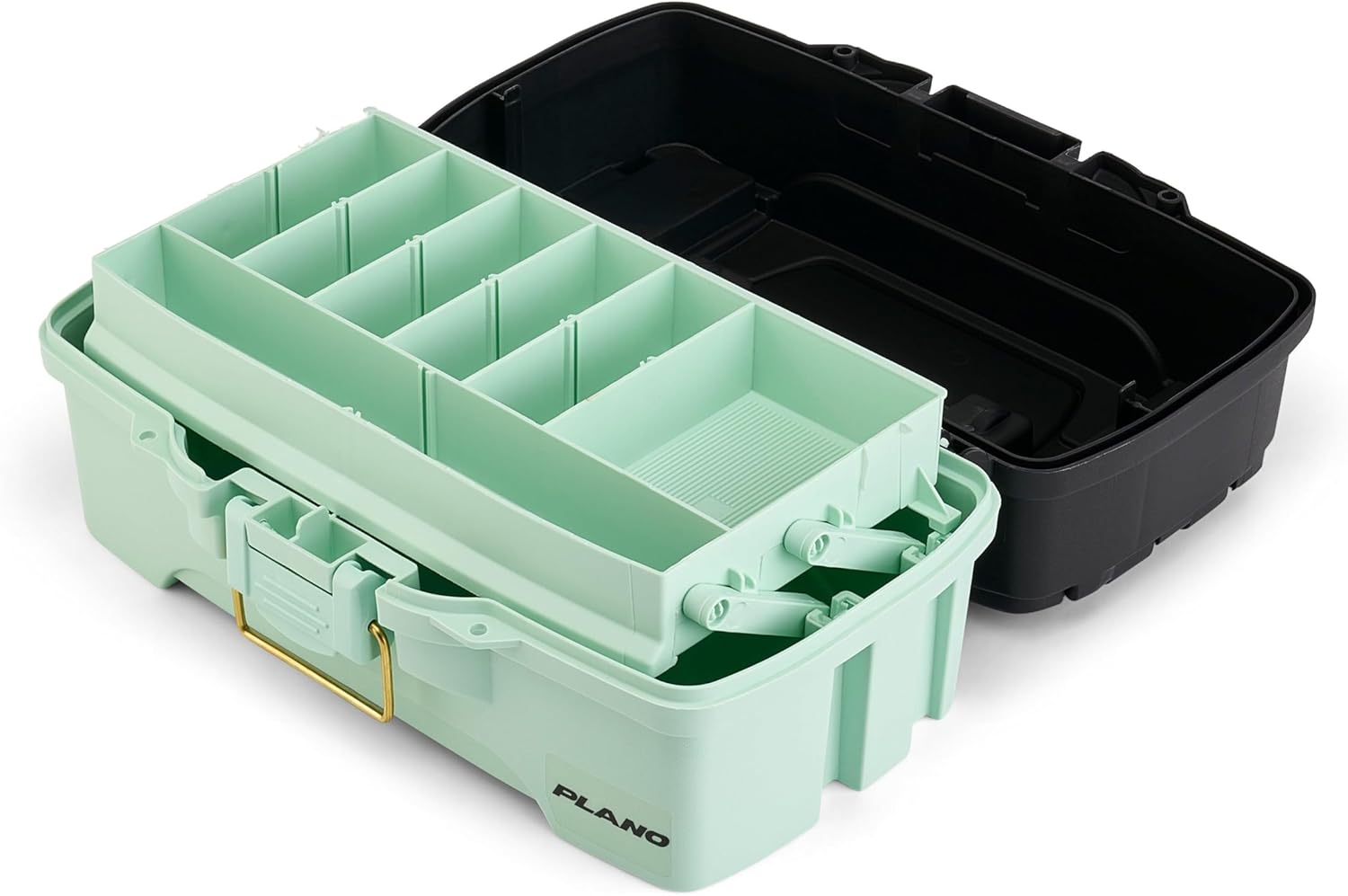 Plano | Catch All One-Tray Tackle Box Kit - Rust-Proof Brass Latch, Deep Storage, Black/Blue