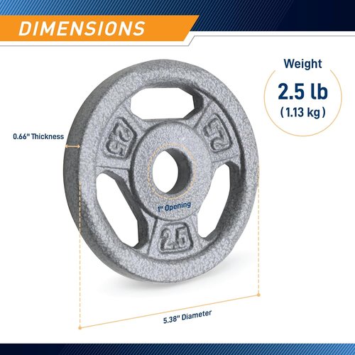 Marcy Classic Cast Iron Grip Plates - Perfect for Strength Training & Weightlifting | 1" Size