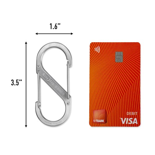 Nite Ize S-Biner Stainless Steel Dual Carabiner - Multi Purpose Dual Carabiner Clip - Great for Camping Supplies & Hiking Essentials - Secure Key Holder - Size 4, Black/Stainless Steel (3 Pack)