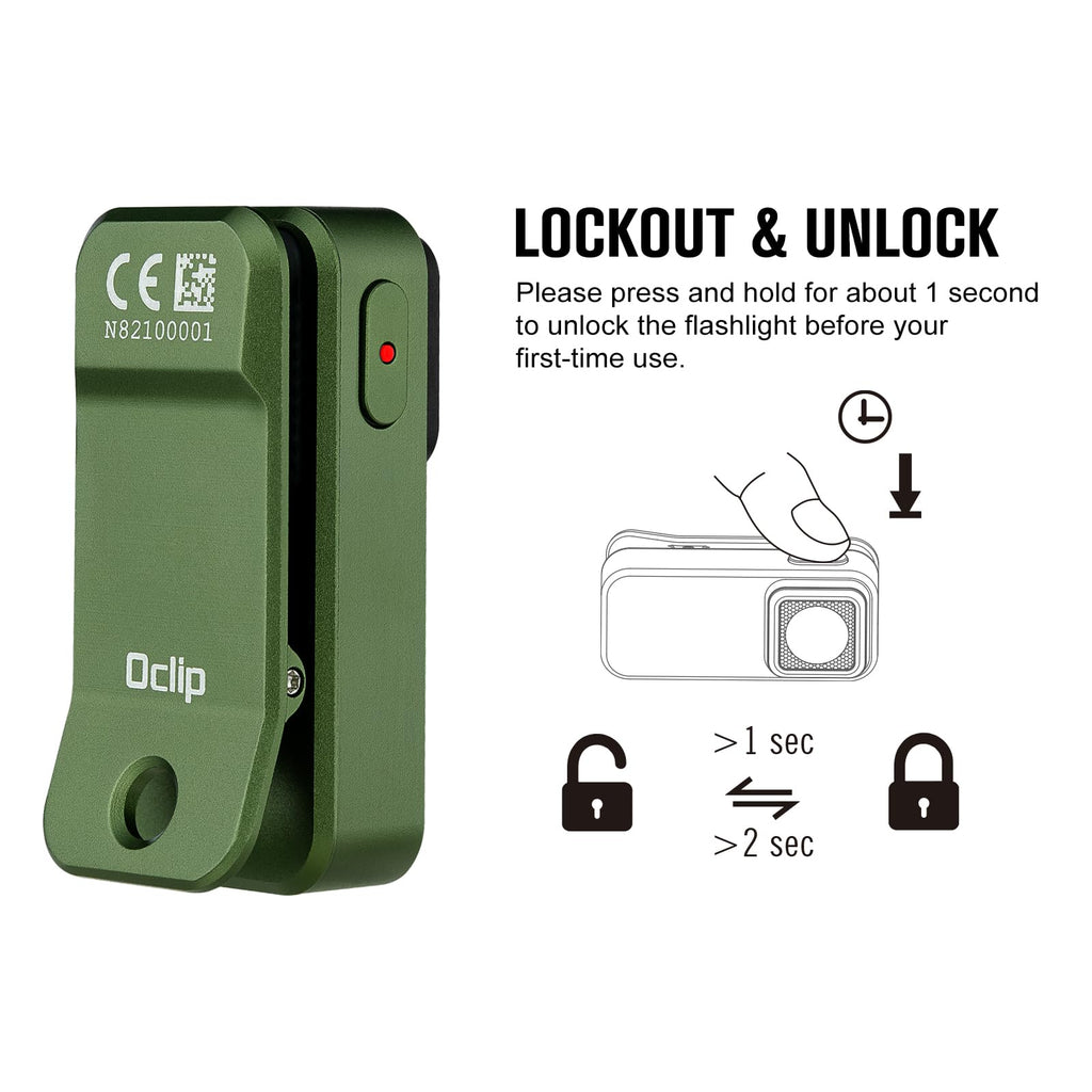 OLIGHT Oclip Rechargeable EDC Flashlight 300 Lumens Dual Sources Compact Pocket Clip Light, Convenient USB C Charging, Magnetic Flash Lights for Working, Cycling, Emergency, Signaling Tool(OD Green)