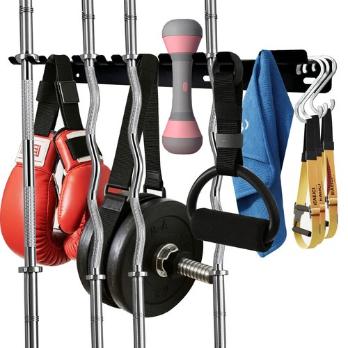 OGODU 33” Heavy Duty Tool Rack, Wall Mount Barbell Storage for Gym Equipment, 10L8S Slots for Garage/Home/Gym/Yard, 350LBS 4MM Steel 5MM EVA, Power Tool Organizer