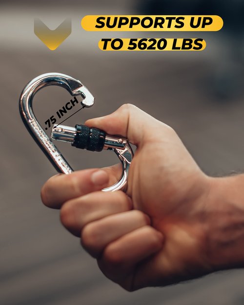 Locking Carabiner - 4.3 Inch Heavy Duty Carabiners - Large Carabiner for Hammocks, Rigging, Gym, Yoga - Oval 25 KN Extra Strong Carabiners