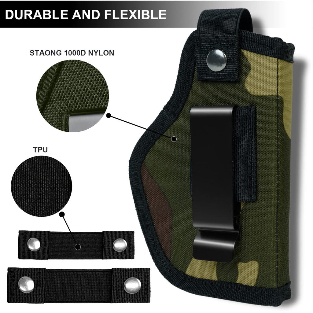 Universal Gun Holsters for Men Women, IWB/OWB 9mm Holsters for Pistols Right Left, 380 Gun Holster, Concealed Carry Holster Fits S&W M&P Shield Glock 17 19 26 27 42 43 Revolver, Similar Handguns
