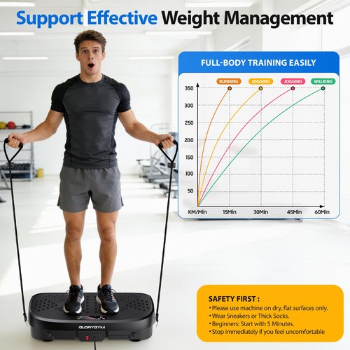 Glorygym Vibration Plate Exercise Machine - 120 Levels, 350lb Capacity, Quiet Motor with Remote Control for Home Fitness & Weight Loss