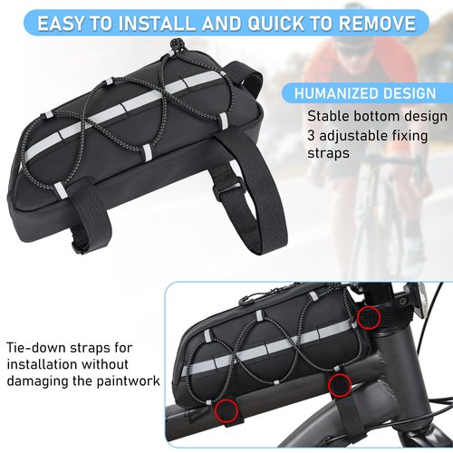 GMAK Top Tube Bike Bag, Bike/Bicycle Phone Front Frame Bags, Cycling Pouch, Bike Accessories Triangle Bag for Men Compatible with Phone Under 6.8'' (iPhone 16/15/14 Pro, Plus, Pro Max)