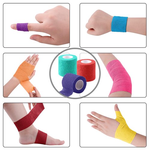 BQTQ 84 Rolls Self Adhesive Bandage 2 Inch x 5 Yards Self Adherent Tape Breathable Athletic Stretch Bandages Selfstick Bandage Wrap for Athletic Sports Wrist Ankle (Rich Color)