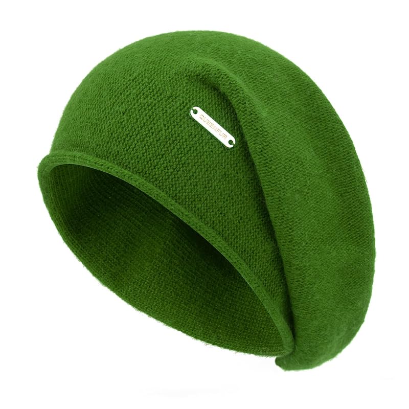 A17-green One Size Knit Slouchy Beanie Hats for Women – Warm Plush Ski Cap