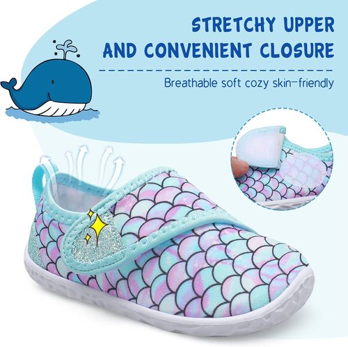 LeIsfIt Toddler Water Shoes - Breathable Quick-Dry Aqua Socks for Boys & Girls | Ideal for Beach & Pool