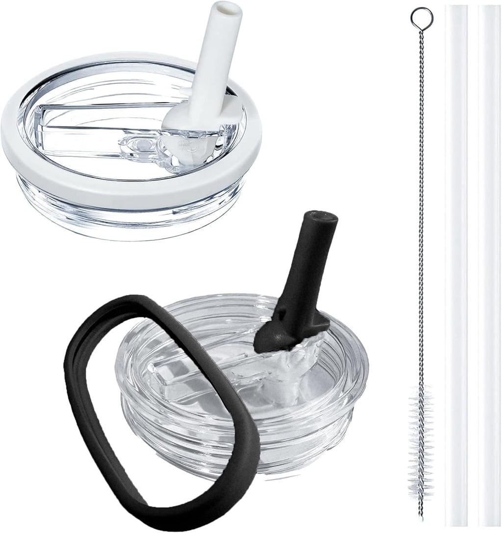 Stanley 40oz Cup Lid Set - Leak Proof Flip Straw Accessories for H2.0 Tumbler | BPA Free (White & Black)