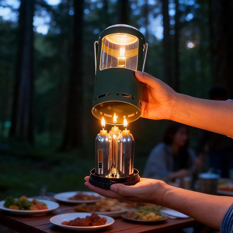 Camping Candle Lantern with Heat Shield for Real Candles - Lightweight Aluminum