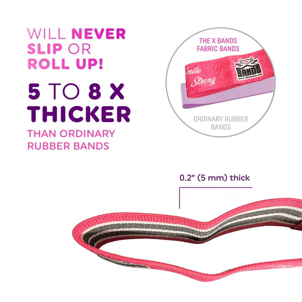 THE X BANDS Booty Bands - Heavy Resistance Bands - Booty Band - Yoga Bands - Legs Workout - Yoga Burn Booty Challenge - Butt Builder - Booty Loop Bands - Resistance X Bands - 40 lb Pink L/XL