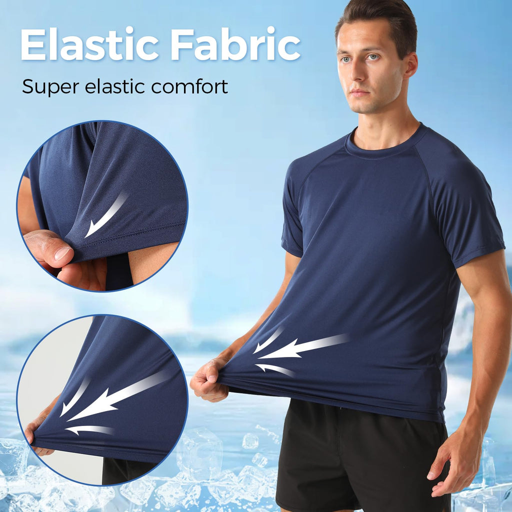 HYCOPROT Men’s Quick Dry Workout T Shirts Moisture Wicking Short Sleeve Athletic Loose Fit Undershirts Lightweight Breathable Activewear Tee Tops Fitness Clothing for Running Training Hiking Casual