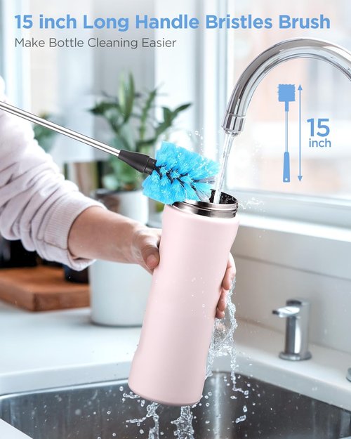 EasyAcc Water Bottle Cleaner Brush - 3 Pack Long Handle Straw & Nipple Brush for Owala, Stanley, Hydroflask