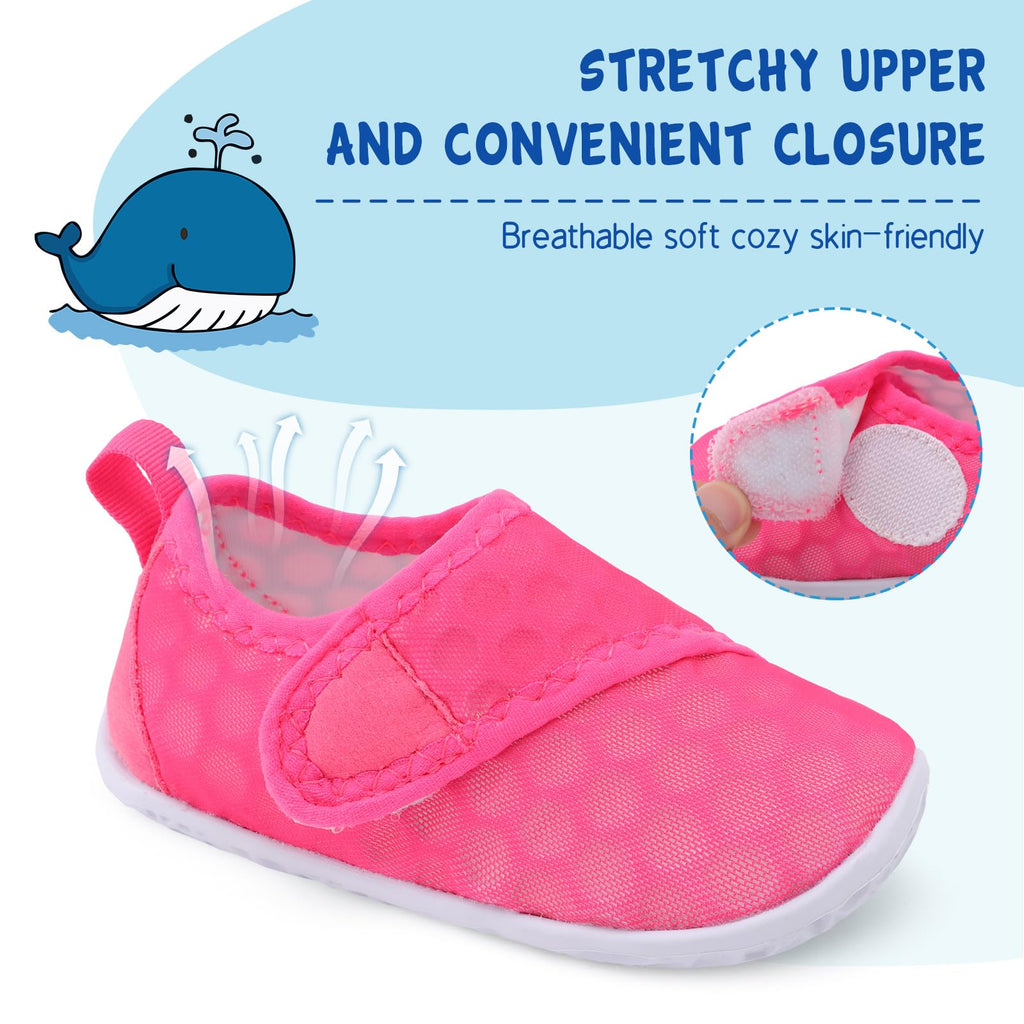 LeIsfIt Toddler Water Shoes Boys Girls Barefoot Aqua Socks Kids Breathable Quick-Dry Swim Shoes for Beach Pool Surf, Rose, 9 Toddler