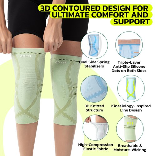 aoFIT Compression Knee Brace for Women & Men, 2 Pack AOCELL Knee Sleeve Support for Knee Joint Pain Relief, ACL, Meniscus Tear, Arthritis - Breathable for Workout, Running, Gym, Sports, Fitness XXL