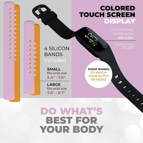 Fitbit Inspire 3 Health & Fitness Tracker Bundle - Stress Management, Sleep Tracking & 2 Silicone Bands
