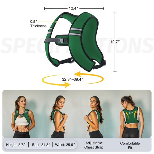 ZELUS Weighted Vest, Washable Z-Fit Soft Iron Weighted Vest for Women and Men, 5/10/15 lb Weight Vest with Reflective Strips & Adjustable Straps, Ultra Thin Weight Vest for Gym Strength Training, (5lb) Green