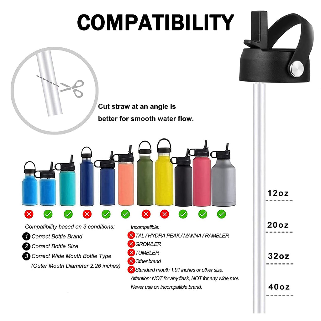 LLCJYYCY Lids with Straw for Hydroflask Wide Mouth 20 32 40 oz, Flex Straw Lid Fit for Hydro Flask Sports Water Bottles, Flexible Handle Replacement Lid Straws Cap Top Accessories (Green)