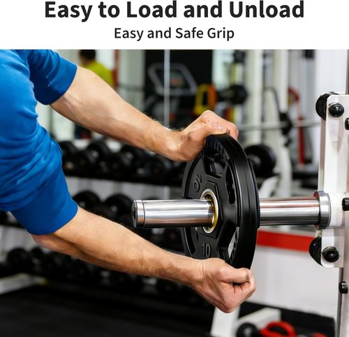 Garvee Olympic Weight Plates - Rubber Encased Iron, Low Noise & Floor Protection, 10-55 lbs
