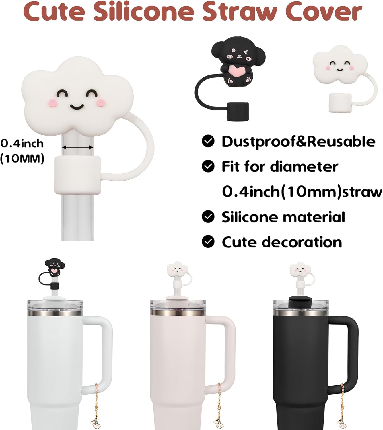 Stanley Cup Accessories Set - 2 Straw Covers, 1 Silicone Boot & 3 Spill-Proof Stoppers | Fits 30 & 40 Oz Tumblers