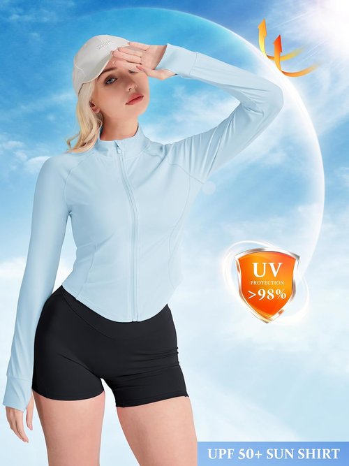 GYM RAINBOW Women's Lightweight Cropped Sun Protection Jacket | UPF 50+ Cooling Running Shirt