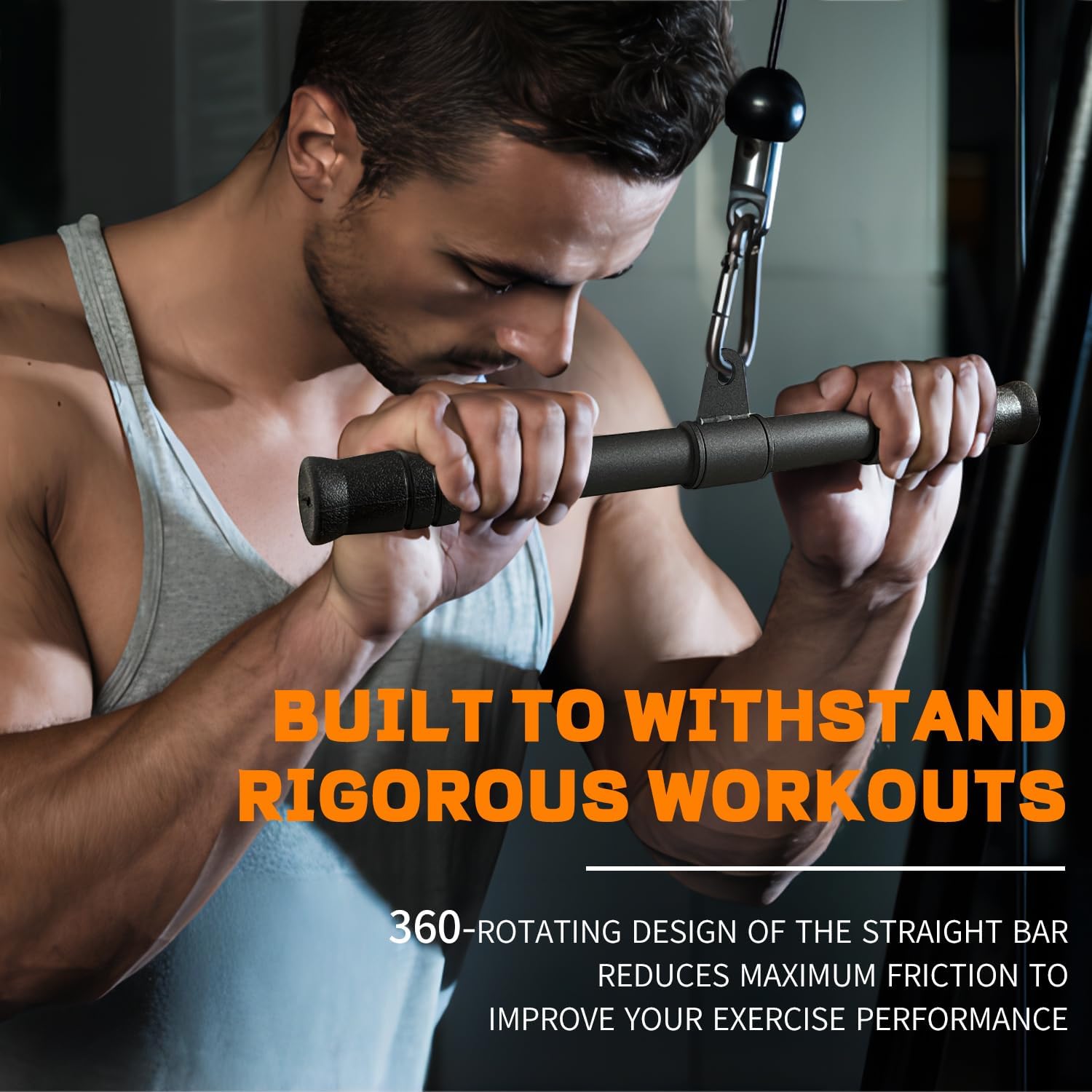 Skiennix Pull Down Bar - 360° Rotating Lat Pulldown Attachment for Cable Machines | Strength Training Accessory