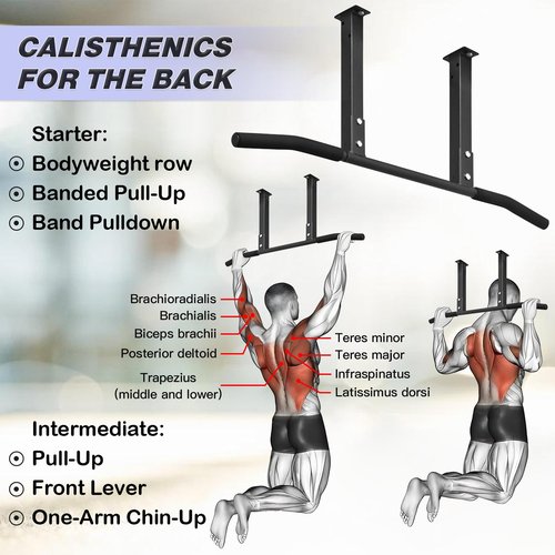 ATENTO Multifunctional Pull Up Bar for Ceiling Mount or Beam Mount, Optimum Grip Spacing , Workout for Home Gym, Beam, Crossfit, Maximum Weight 500 Lbs