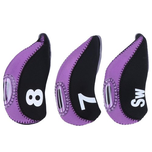 Liukouu Golf Iron Head Covers Set, 10Pcs Neoprene Black Numbered Golf Irons Covers