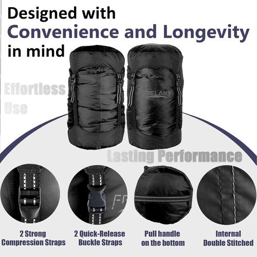 Frelaxy Compression Sack - Ultralight & Water-Resistant Stuff Sack | 11L/18L/30L/45L/52L - 40% More Storage for Camping & Hiking