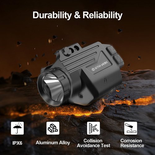 XYH-Win Aluminum 1000 Lumens Green Laser Light Combo with Strobe Function for Glock/SIG Pistol, Tactical Flashlight Laser Sight Fits for Picatinny Rail & Full Compact Rail, USB Magnetic Rechargeable