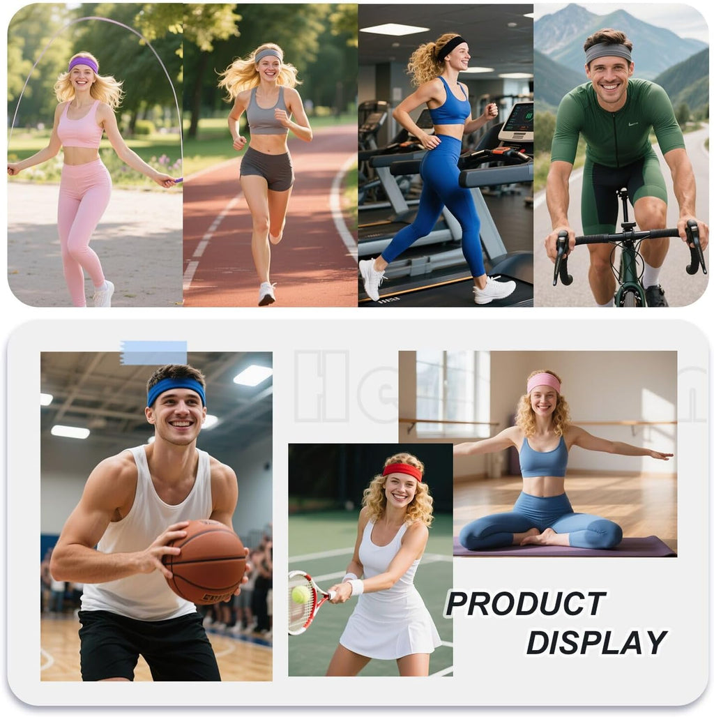 Skiennix 9-Piece Non-Slip Headband Set - Fashionable Elastic Cotton Hair Bands for Workout & Sports