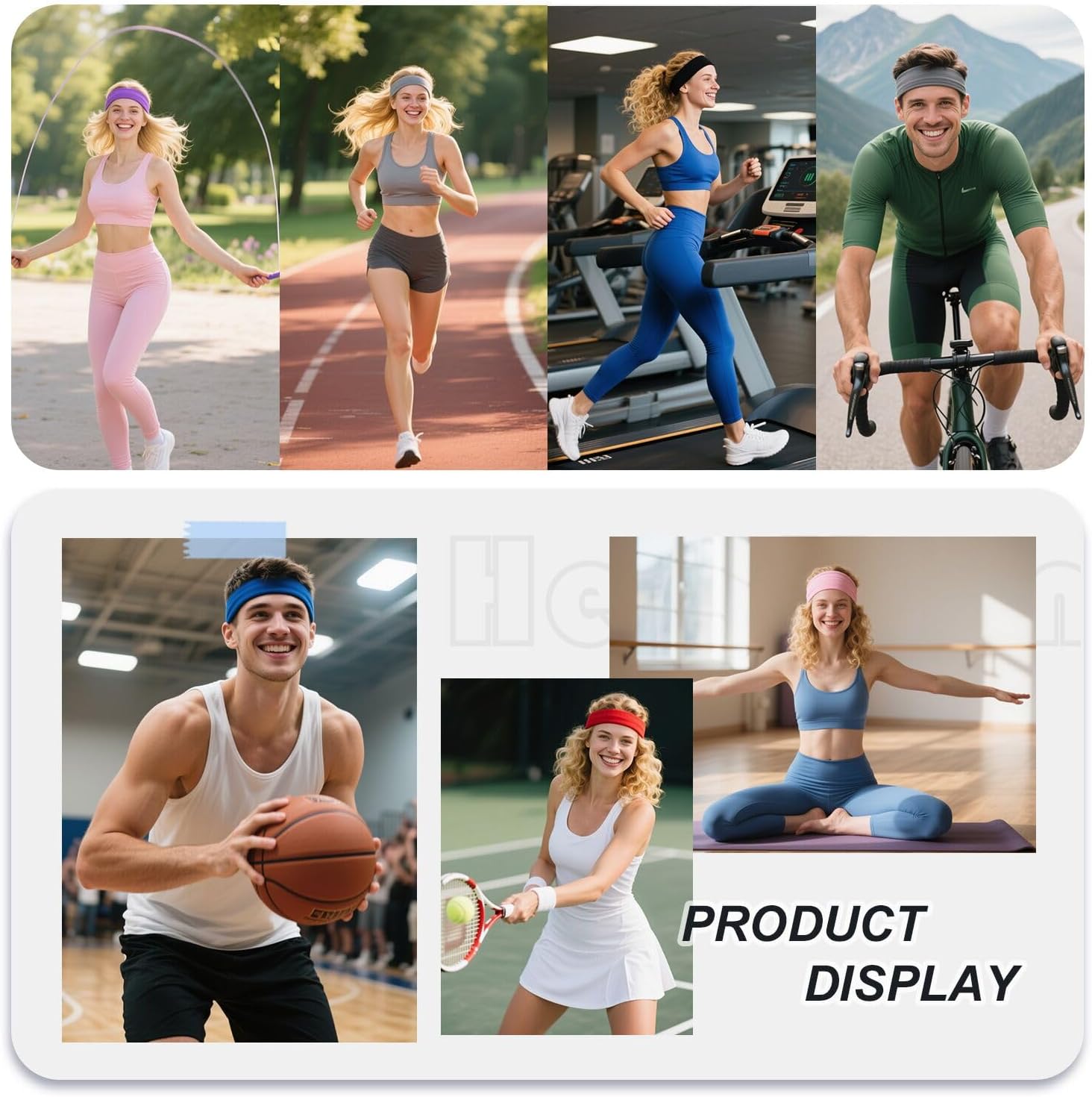 Skiennix 9-Piece Non-Slip Headband Set - Fashionable Elastic Cotton Hair Bands for Workout & Sports