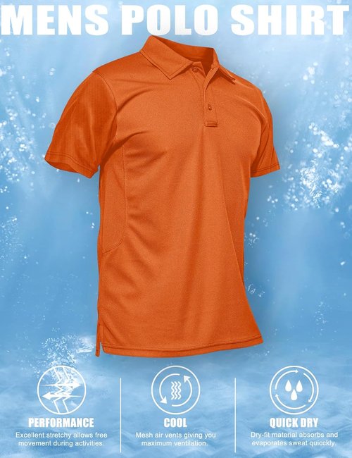 MAGCOMSEN Men's Polo Shirt - Quick Dry Tactical Performance | Short Sleeve Golf Jersey