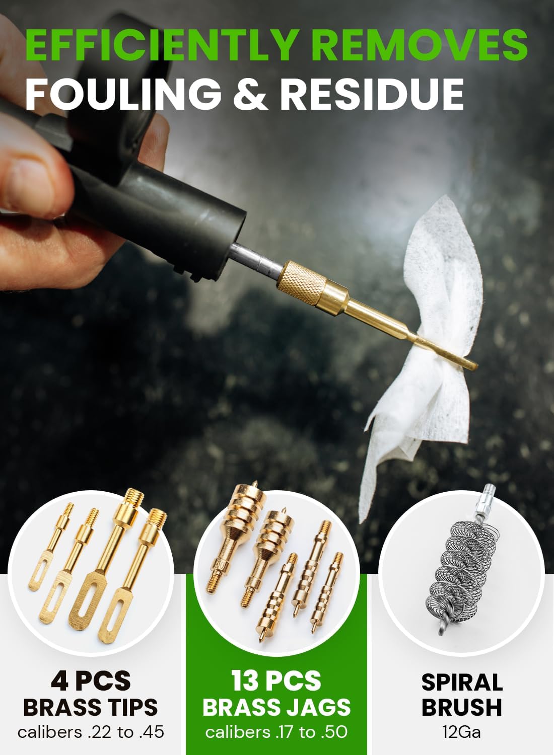 Universal Gun Cleaning Kit - Portable All-in-One Solution for Handguns, Rifles & Shotguns | Includes Stainless Steel Rods & Brass Jags