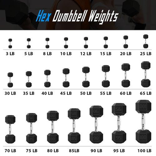 Balelinko Hex Dumbbells Free Weights Set with Metal Handles Rubber Encased Solid Cast Iron Hex Dumbbell in Pair, 8 LBS