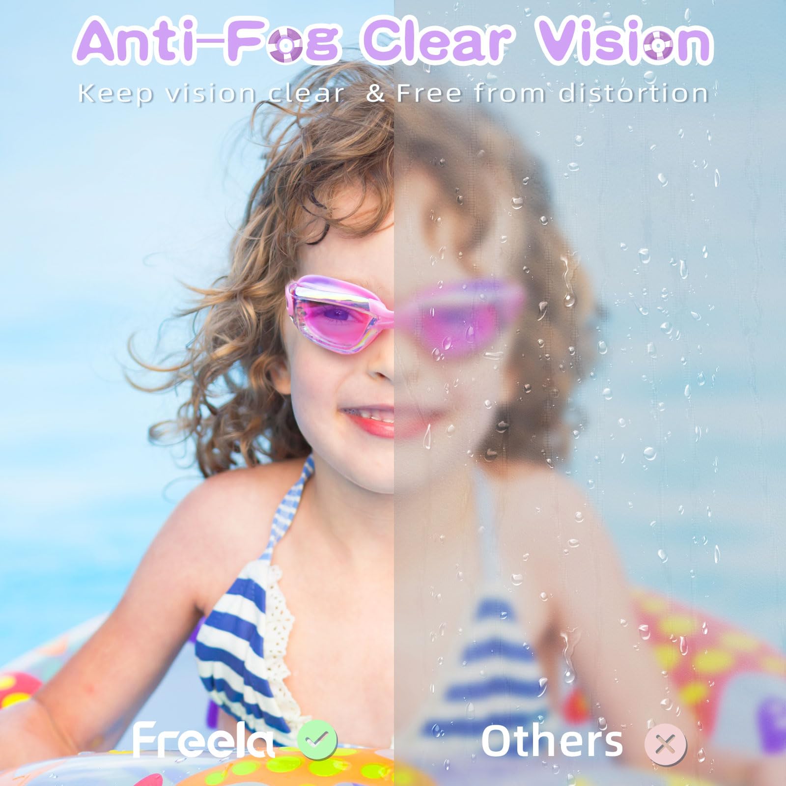 Freela 2 Pack Swim Goggles for Kids 6-14 5-7 4-7 3-6 3-5 Anti Fog UV Protection Soft Silicone Toddler Boys Girls Clidren Goggles Waterproof No Leaking Clear Swimming Goggles Beach Water Pool Goggles