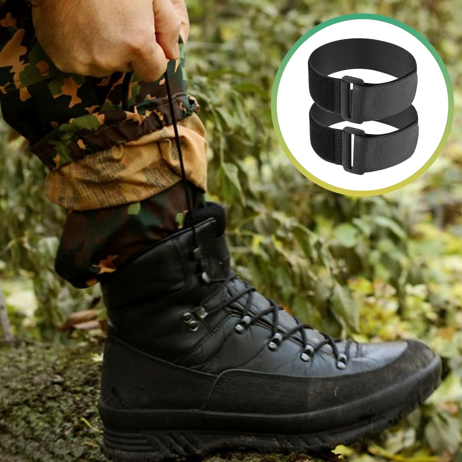 Skiennix 6 PCS Non-Elastic Boot Straps - Adjustable Ankle Straps with Anti-Slip Strips | Black for Outdoor Activities