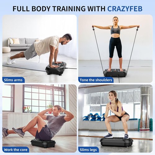 CrazyFeb Vibration Plate - Whole Body Exercise Machine for Lymphatic Drainage & Weight Loss | High-Intensity Fitness Equipment