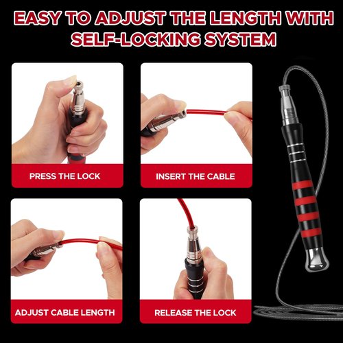 Huhloch Speed Rope - Jump Rope for Men with Self Locking No Screw Design 360 Degree Fast Rotation Non Slip Silicone Texture Weighted Jump Rope Includes 2 Speed Ropes Easy Setup 2 Handles Portable Fitness Jump Ropes for Boxing