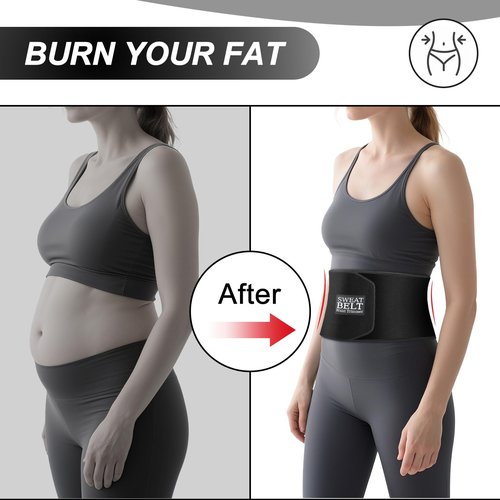 ZPP Waist Trimmer for Women and Men, Sweat Belt Band Belly Stomach Wrap Black/Silver