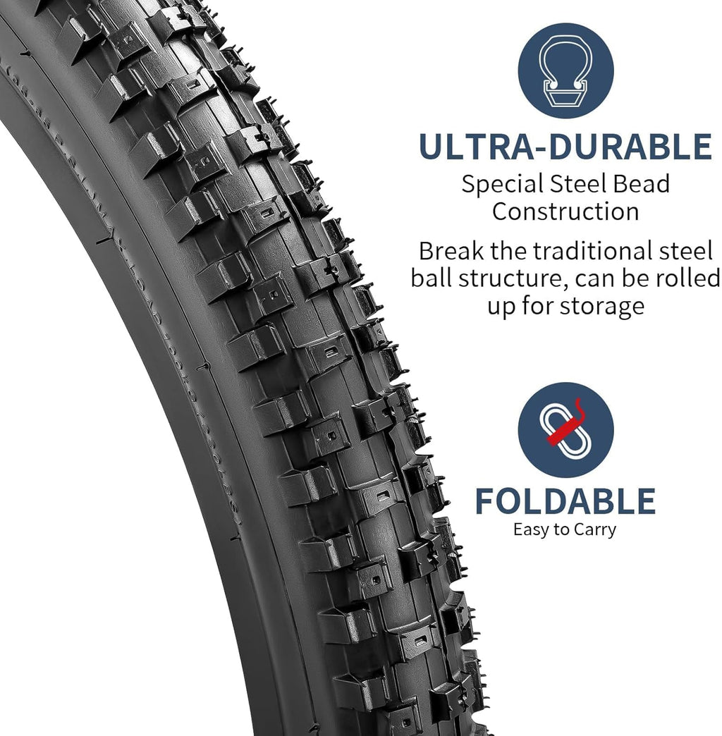 YUNSCM 26" Mountain Bike Tires - Heavy Duty 26x2.30 Tubes | Off-Road Compatibility & Schrader Valve