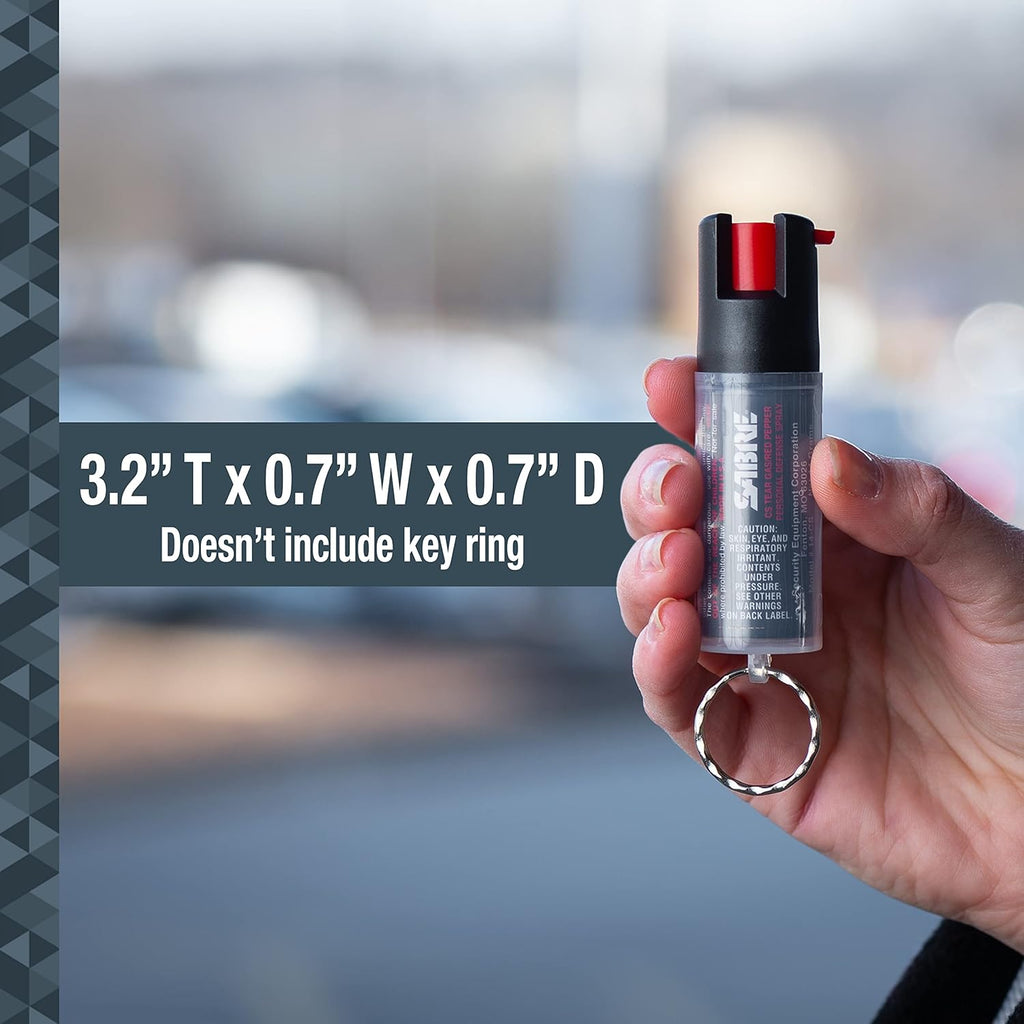 SABRE Defense Spray - 3-in-1 Formula with Key Ring | 25 Bursts, 10-Foot Range, Black