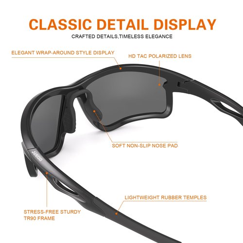 suoso Polarized Sports Sunglasses Men: Running Sunglasses Women Wrap Around Glasses for Fishing Driving UV400 Protection TR90