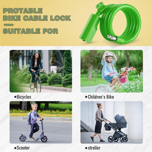Bike Lock, Bike Cable Lock for Kids with PVC Anti-Scratch Coating, Bicycle Cable Lock with Mounting Bracket, Bike Lock Cable Portable & Compact for Bikes, Scooters 4 Feet