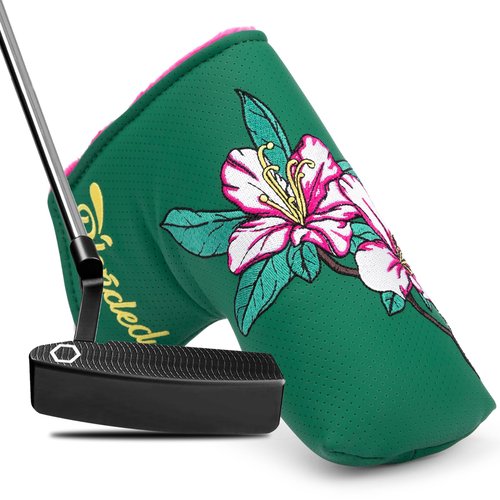 Golf Club Covers Azalea Embroidery Putter Headcover Driver Cover Fariway Wood Headcover Hybrid Cover Leather Mallet Putter Covers Blade with Magnetic Closure for Most Brand (for Blade Putter)